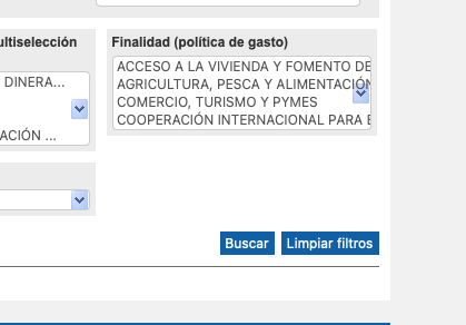 Search button on the minimis form